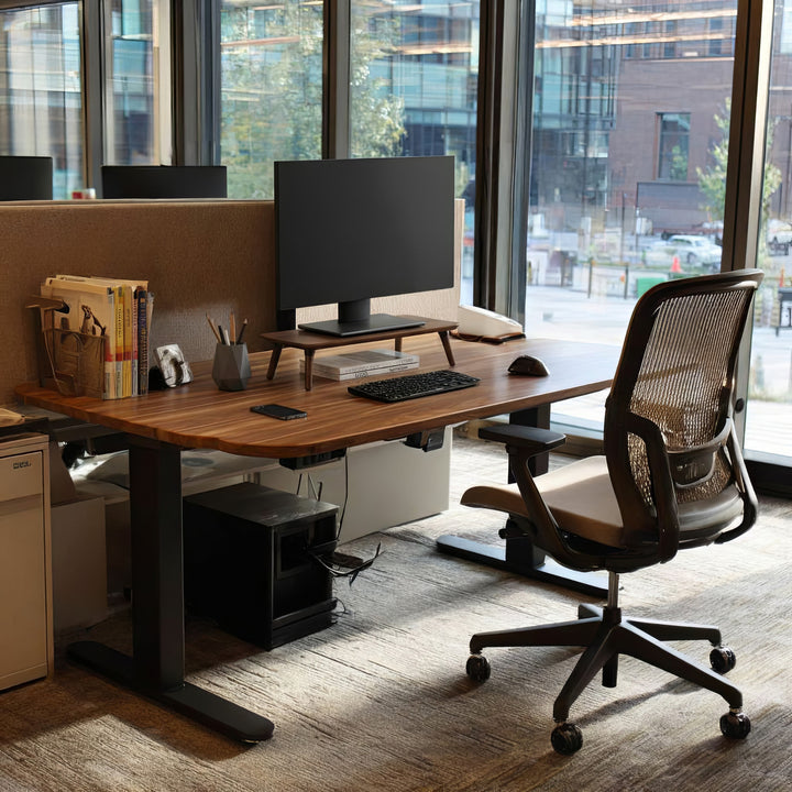 Maclean MC-930 Support en bois pour moniteur ordinateur portable 500x240x120 mm) couleur noyer noir max. 20 kg,