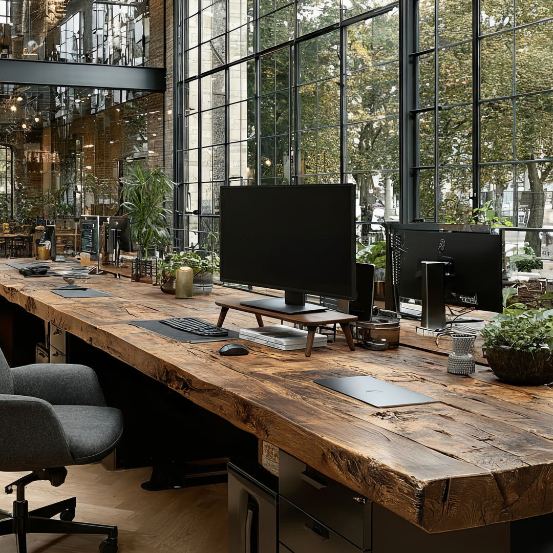 Maclean MC-930 Support en bois pour moniteur ordinateur portable 500x240x120 mm) couleur noyer noir max. 20 kg,