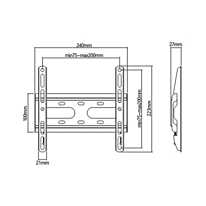 Maclean economische TV beugel, VESA max 200x200, 23-42", 45kg, zwart, MC-937