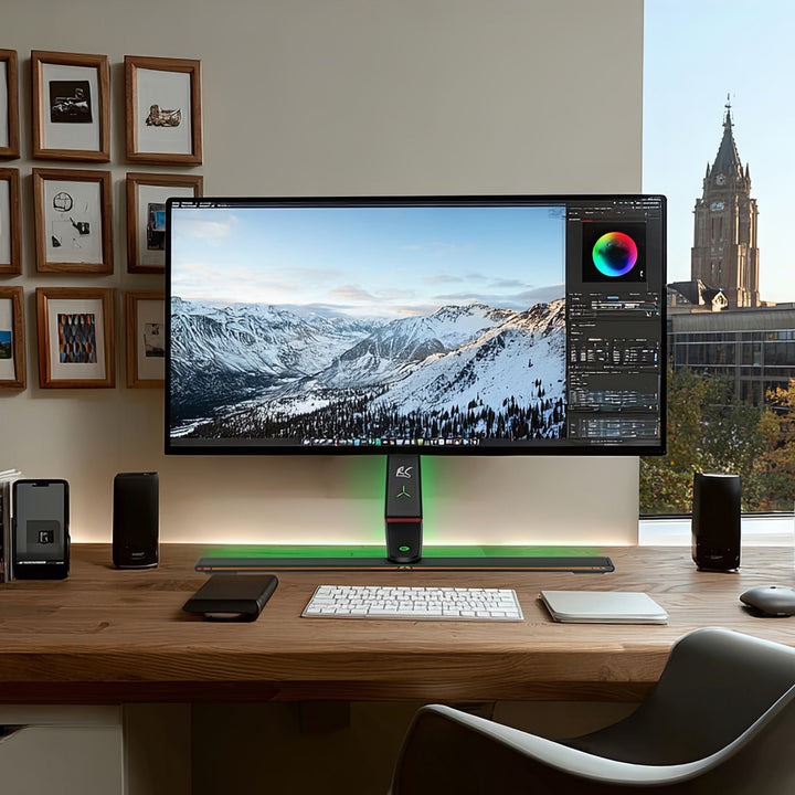 NanoRS RS167 in hoogte verstelbare RGB LED-gamingmonitorstandaard, 32-55" max. VESA 400x400 max. 40 kg,