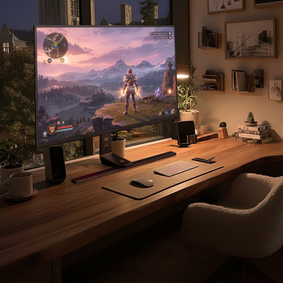 NanoRS RS167 in hoogte verstelbare RGB LED-gamingmonitorstandaard, 32-55" max. VESA 400x400 max. 40 kg,