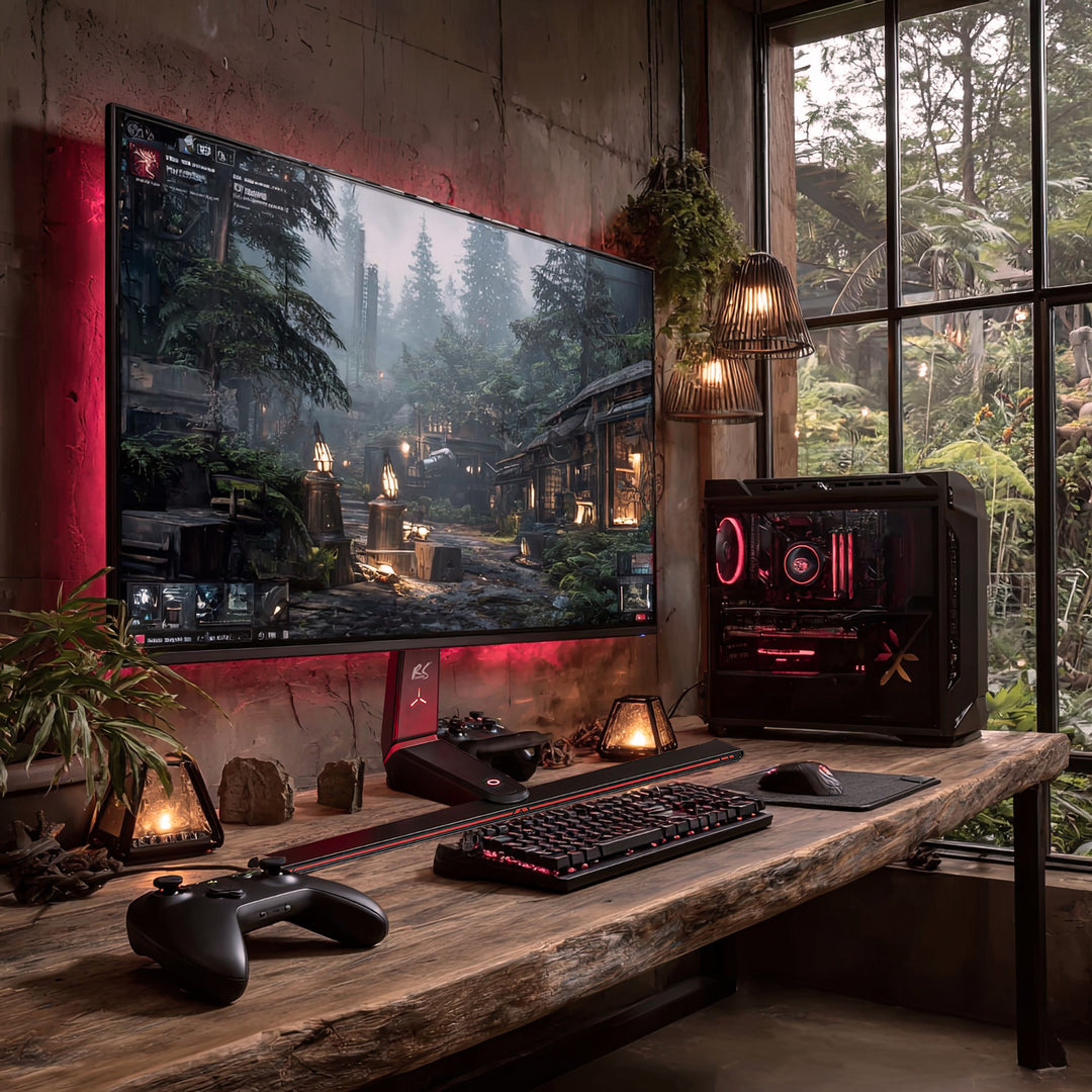 NanoRS RS167 in hoogte verstelbare RGB LED-gamingmonitorstandaard, 32-55" max. VESA 400x400 max. 40 kg,