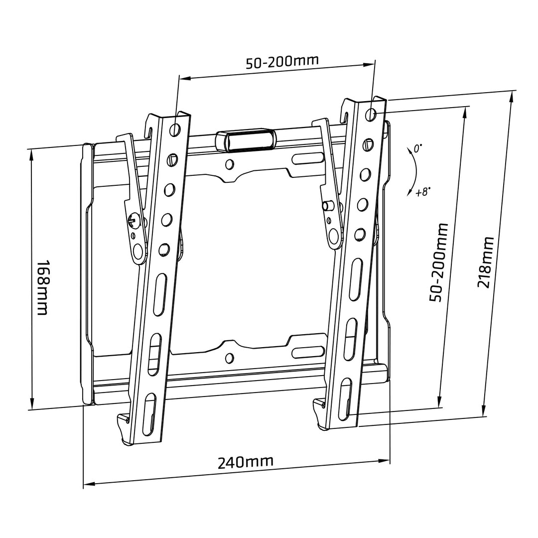 Maclean kantelbare TV beugel, VESA max 200x200, 13-42", tot 25kg, zwart, MC-942