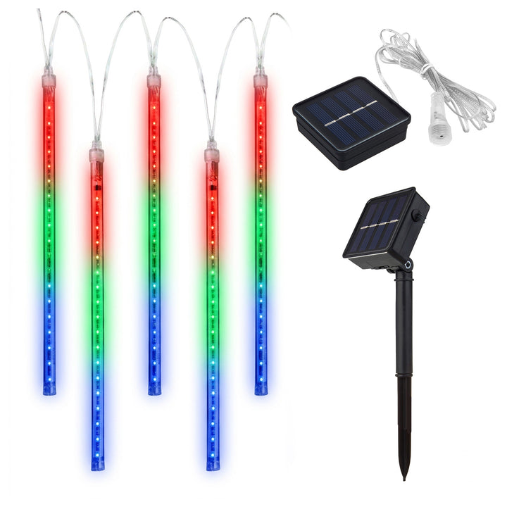 Maclean MCE411 LED-verlichting op zonne-energie 2,4 m, 144 LED's, 800 mAh Li-batterij, vallende ijspegels