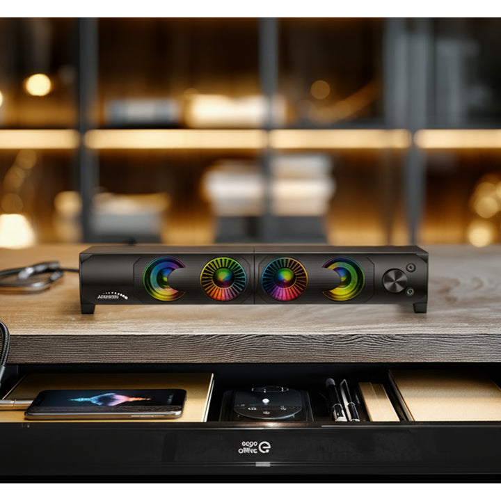 Audiocore 3Wx2 computer-soundbar, LED, USB 5v, lijningang, AC955