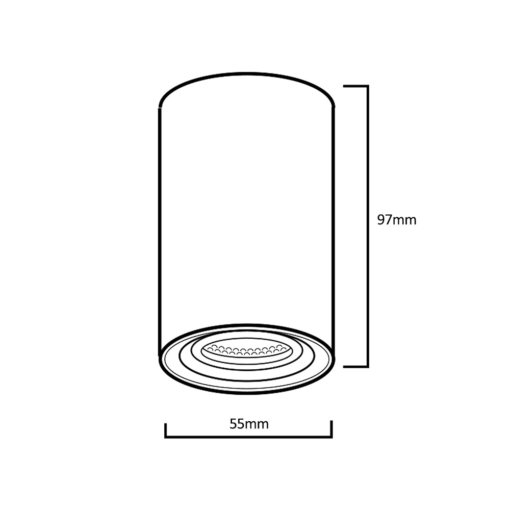 Maclean MCE458 W/W opbouwarmatuur buis, spot, rond, aluminium, GU10, 55x100mm, wit