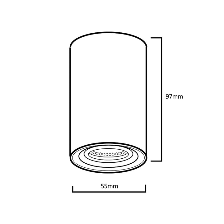 Maclean MCE458 W/W opbouwarmatuur buis, spot, rond, aluminium, GU10, 55x100mm, wit