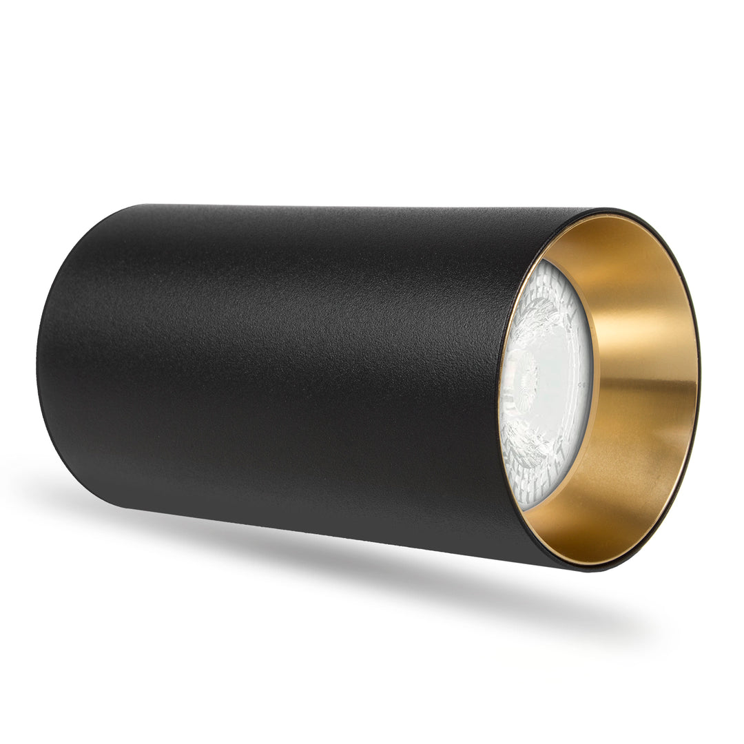 Luminaire de surface Maclean MCE458 B/G tube, spot, rond, aluminium, GU10, 55x100mm, noir/or