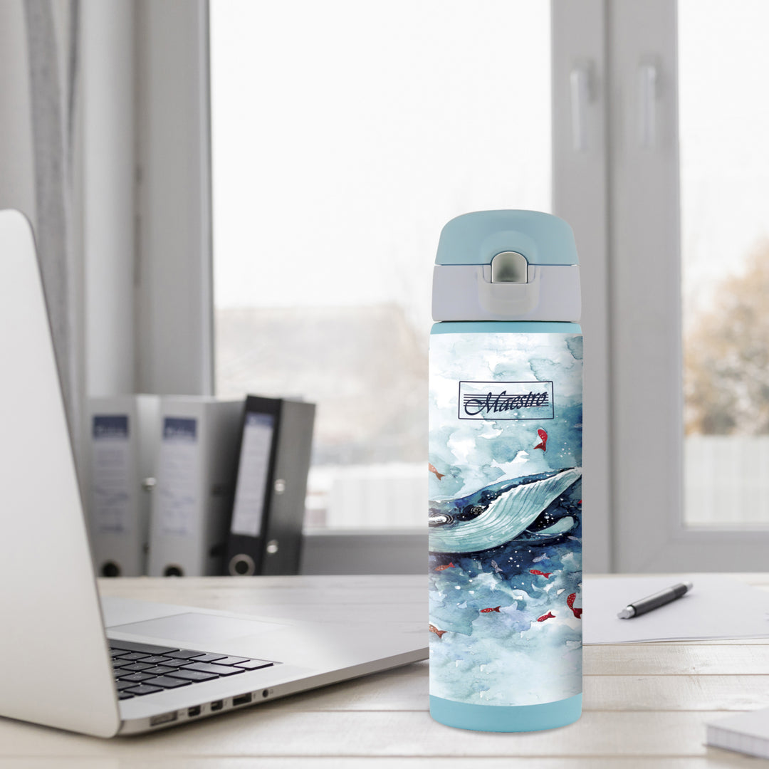 Tasse Thermos Tasse à café Tasse Thermos Bouteille isolante en acier inoxydable pour boissons chaudes ou froides 400ml (Baleine)