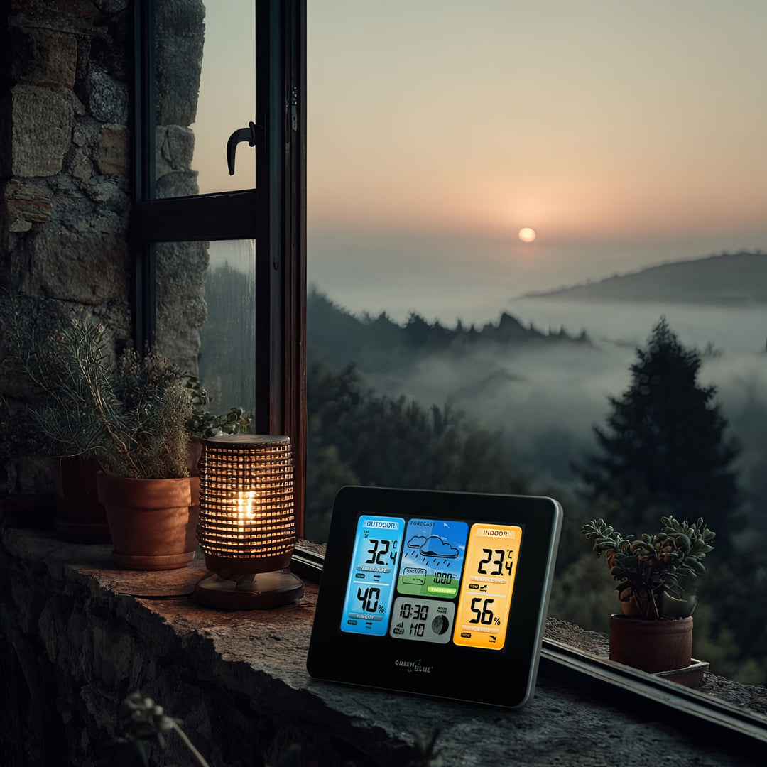 GreenBlue WiFi-weerstation, TUYA-compatibel, buitensensor, kalender, weersvoorspelling, barometer, GB215