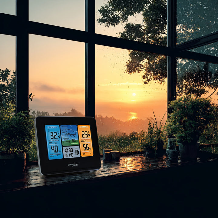 GreenBlue WiFi-weerstation, TUYA-compatibel, buitensensor, kalender, weersvoorspelling, barometer, GB215