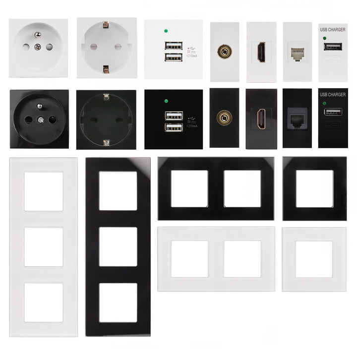 USB-aansluiting Oplader USB-aansluiting tot 1A Modulair stopcontact Inbouwcontactdoos Inbouwwandcontactdoos Inbouwmontage (1A USB-aansluiting, Wit)