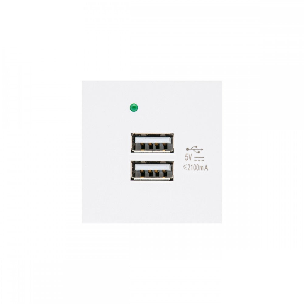 Maclean Prise USBx2 avec chargeur, double, charge rapide 2.1A, blanc, MCE728W
