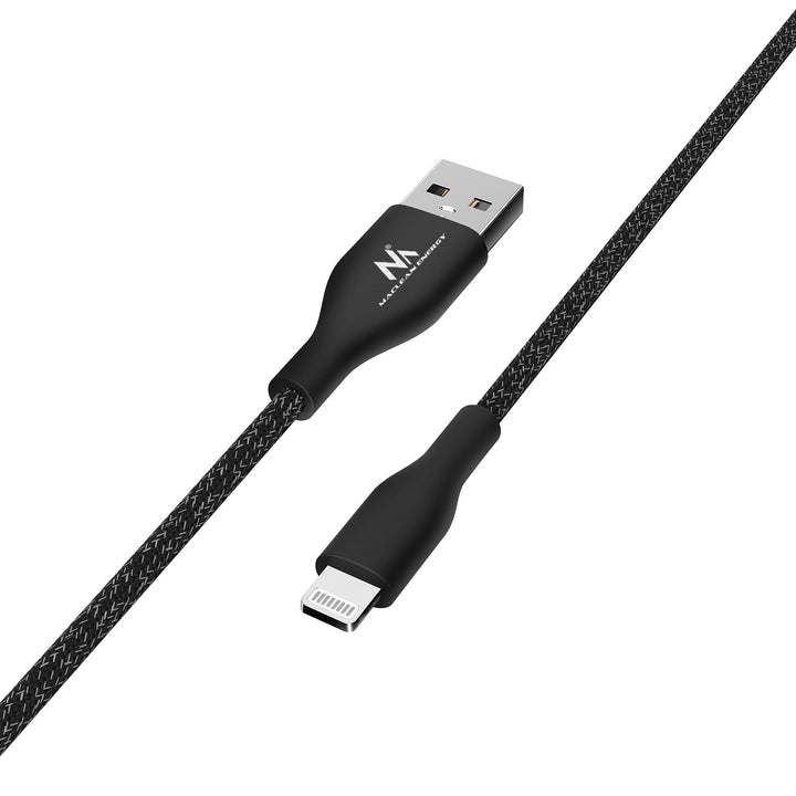 Maclean MCE845B Mfi-kabel compatibel met iPhone/iPod/iPad met ondersteuning voor Fast Charge 2,4 A zwart lengte 1m 5 V/2,4 A gegevensoverdracht