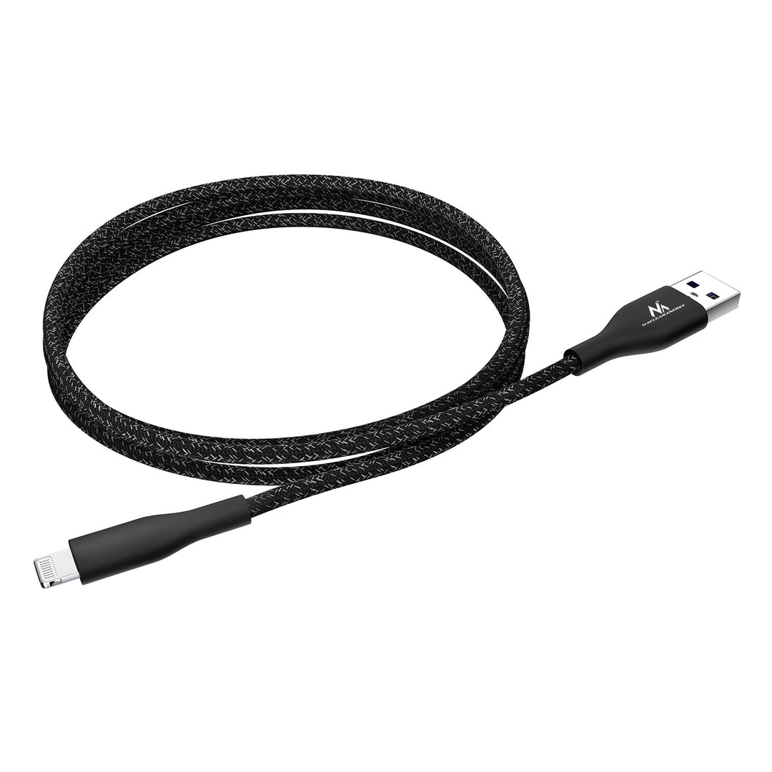 Maclean MCE845B câble Mfi compatible avec iPhone/iPod/iPad supportant Fast Charge 2.4 A noir longueur 1m 5 V/2.4 A  transfert de données