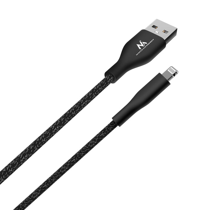 Maclean MCE845B Mfi-kabel compatibel met iPhone/iPod/iPad met ondersteuning voor Fast Charge 2,4 A zwart lengte 1m 5 V/2,4 A gegevensoverdracht