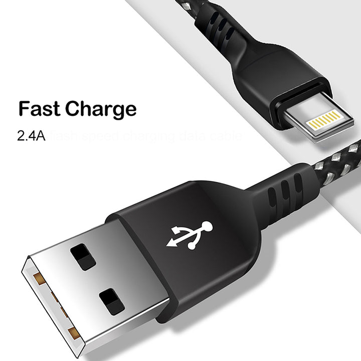 Kabel voor IOS Maclean, ondersteunt 2,4A snelladen, dataoverdracht, 5V/2,4A, zwart, lengte 2m, MCE481