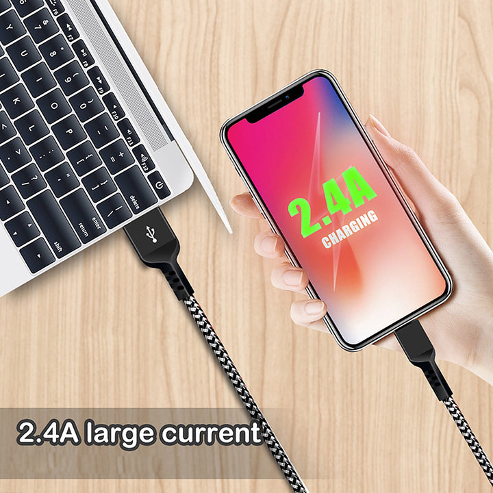 Maclean micro-USB-kabel, ondersteuning voor snel opladen 2,4 A, gegevensoverdracht, 5 V/2,4 A, zwart, lengte 2 m, MCE483