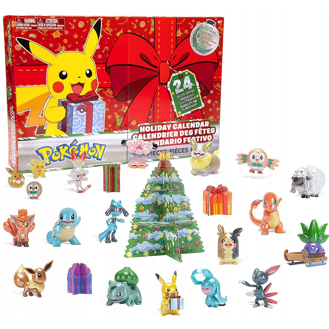 Pokemon Adventskalender 24 Figuren Binnenin met Kerst Pikachu