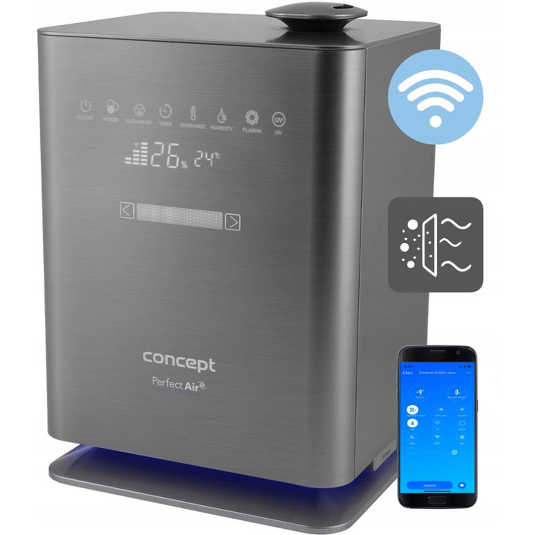 CONCEPT ZV2021 Humidificateur Perfect Air Wifi Remote Aromatherapy Timer UV UVC LED Display