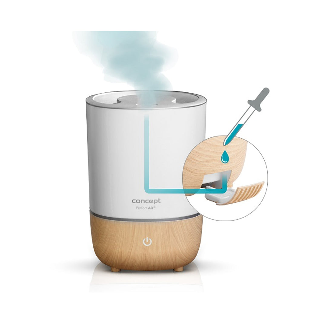 Concept  ZV1200 Perfect Air Humidificateur d'air Diffuseur d'aromathérapie 4L 3 niveaux d'intensité de vapeur Blanc