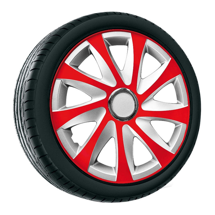 Enjoliveurs de roue - set complet de 4 pièces - NRM Drift Extra - rouge / argent - 14"