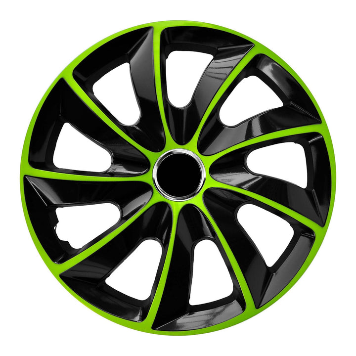 Enjoliveurs de roue - set complet de 4 pièces - NRM STIG EXTRA - noir et vert - 13" pouces