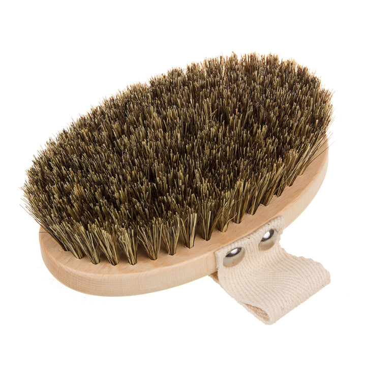 STARMANN Brosse corporelle en bois de hêtre Crin de cheval et Tampico Brosse de massage Brosse à sec Massage des seins Brosse à main de massage