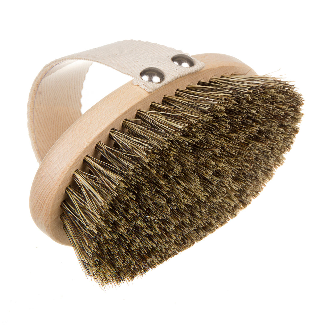 STARMANN Brosse corporelle en bois de hêtre Crin de cheval et Tampico Brosse de massage Brosse à sec Massage des seins Brosse à main de massage