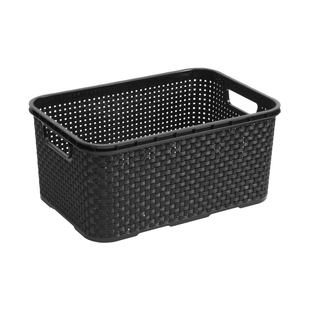 Panier universel multifonction en rotin BranQ - Home essential Taille S : 7 l plastique  - Anthracite - 28,5 x 19,5 x 12,9 cm