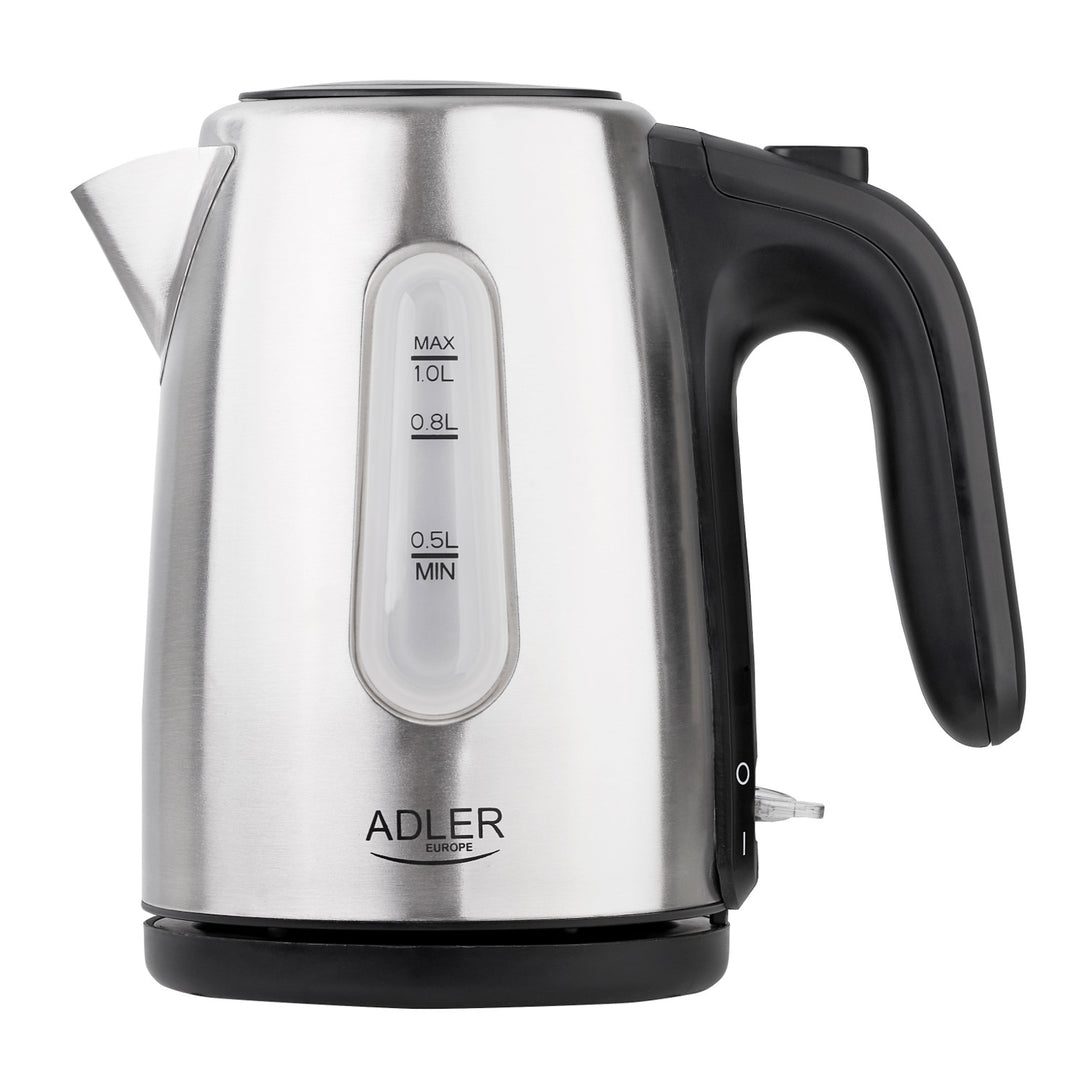 Adler AD1273 metalen waterkoker met 1 liter inhoud en 1200 watt vermogen 1273, roestvrij staal