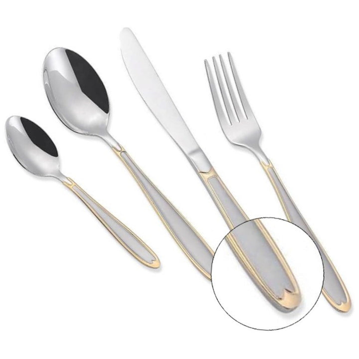 24-delige bestekset voor 6 personen in 18/10 roestvrij staal Tafelbestekset mes vork lepel zilver/goud