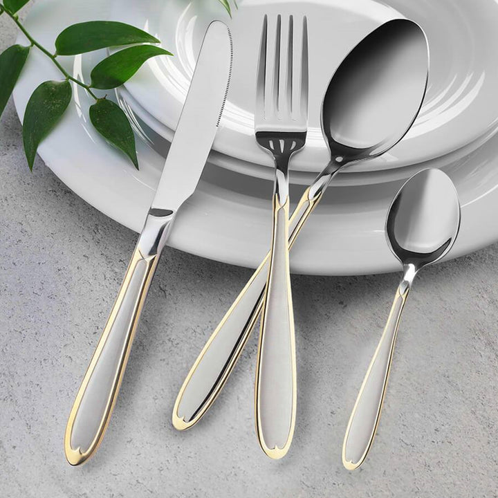 24-delige bestekset voor 6 personen in 18/10 roestvrij staal Tafelbestekset mes vork lepel zilver/goud