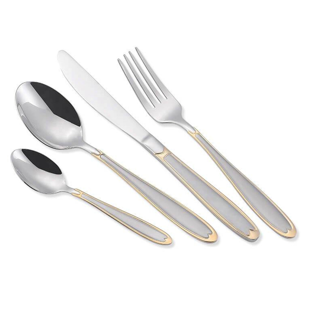 24-delige bestekset voor 6 personen in 18/10 roestvrij staal Tafelbestekset mes vork lepel zilver/goud