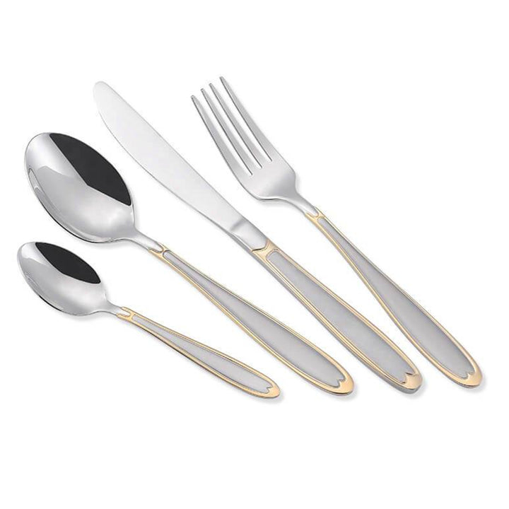 24-delige bestekset voor 6 personen in 18/10 roestvrij staal Tafelbestekset mes vork lepel zilver/goud