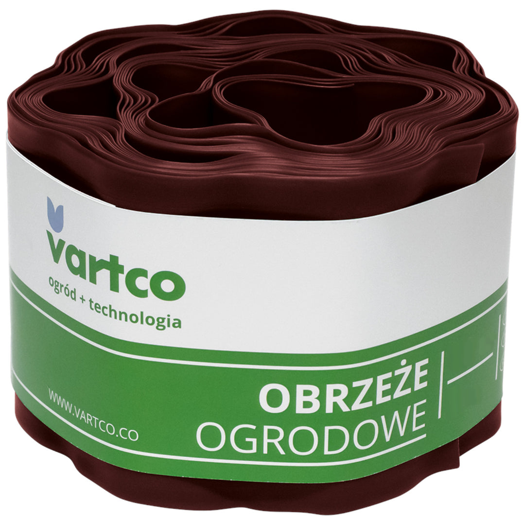 Gegolfde gazonrand 20cm x9m Vartco in bruine kleur