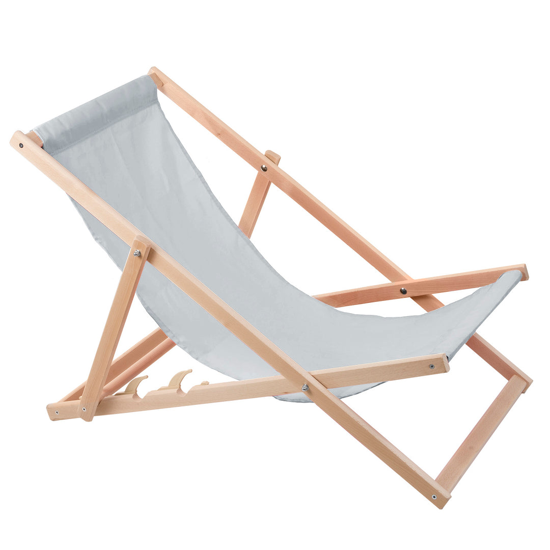 Chaise longue WOOD OK confortable en bois ,gris clair, idéale pour la plage, le balcon, la terrasse