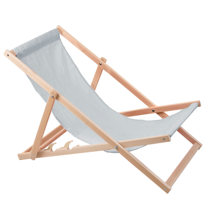 Comfortabele WOOD OK loungestoel in hout, lichtgrijs, ideaal voor op het strand, balkon, terras