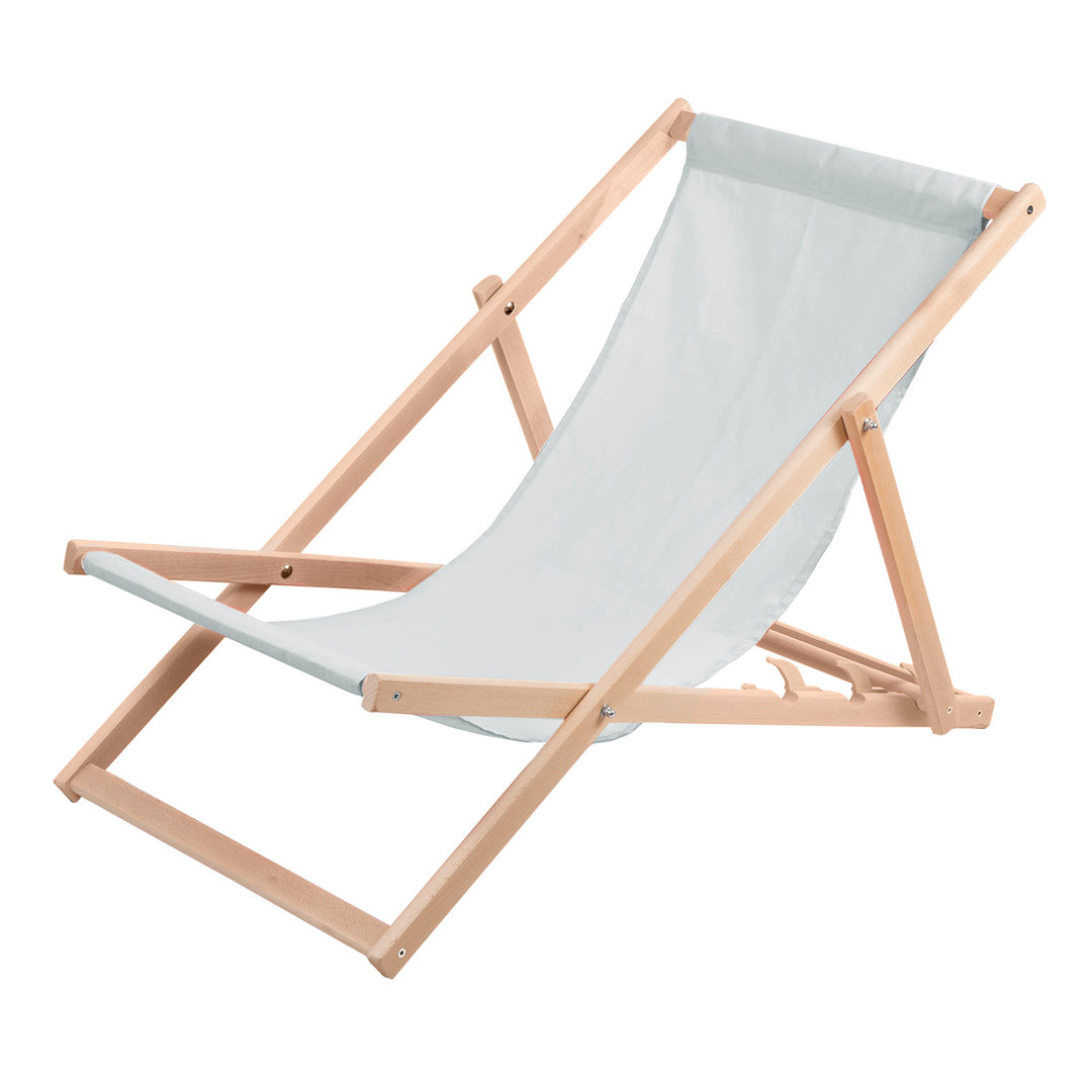 Chaise longue WOOD OK confortable en bois ,gris clair, idéale pour la plage, le balcon, la terrasse