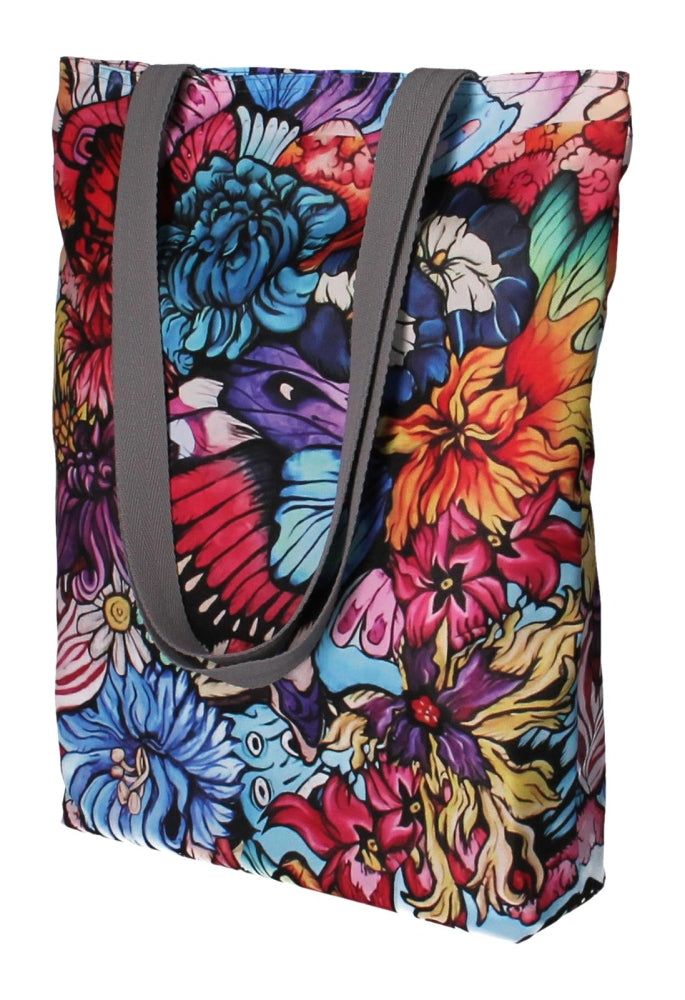 Schoudertas met ritssluiting Bertoni Sunny 36x40 cm (geschikt voor A4) Draagtas, boodschappentas, stof met Hippi-motief