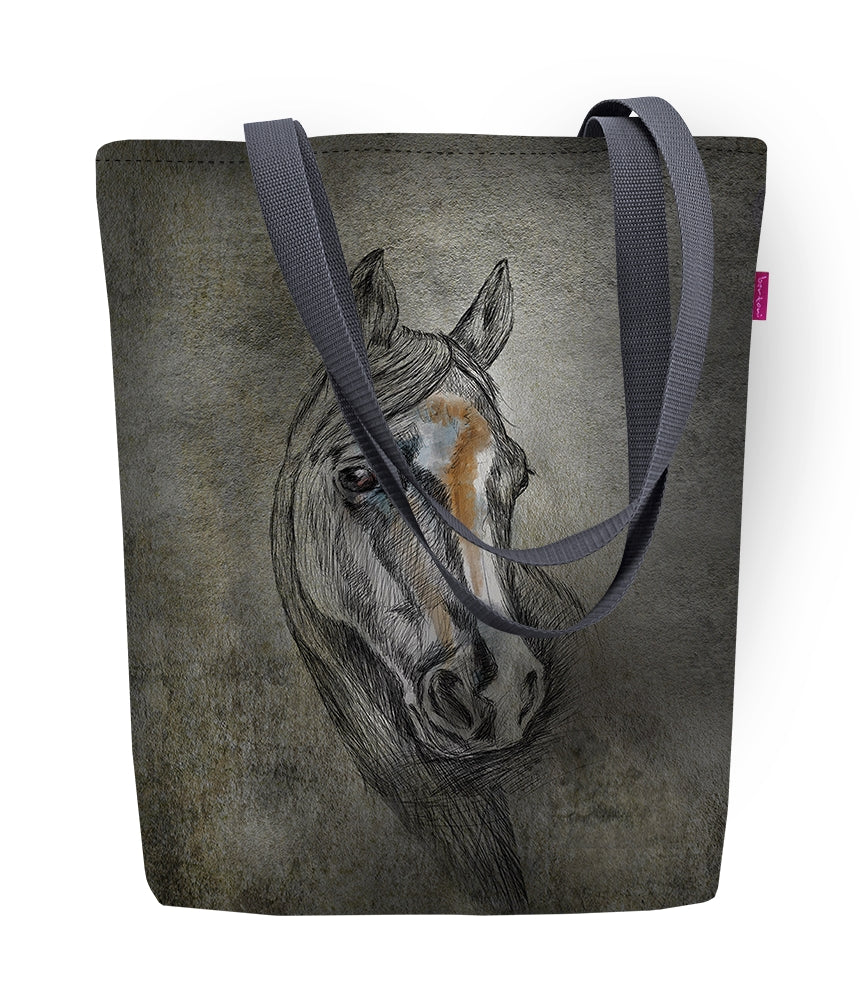 Schoudertas met ritssluiting Bertoni Sunny 36x40 cm (geschikt voor A4) Draagtas Stoffen tas met Heer (paard)motief