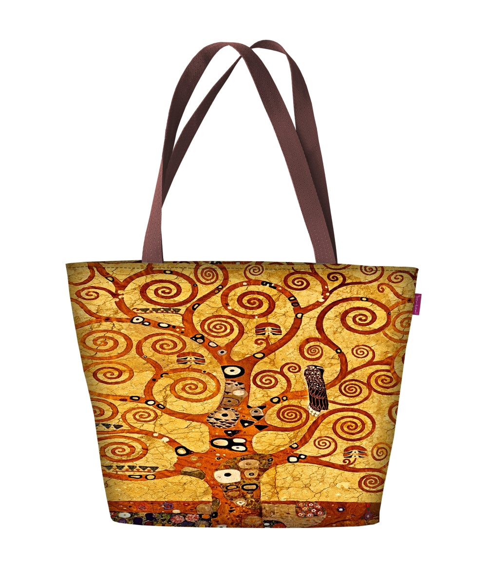 Bertoni Holi Golden Tree Dames Shopper Schoudertas met ritssluiting Geschikt voor A4 draagtas Tas met Gouden Boommotief