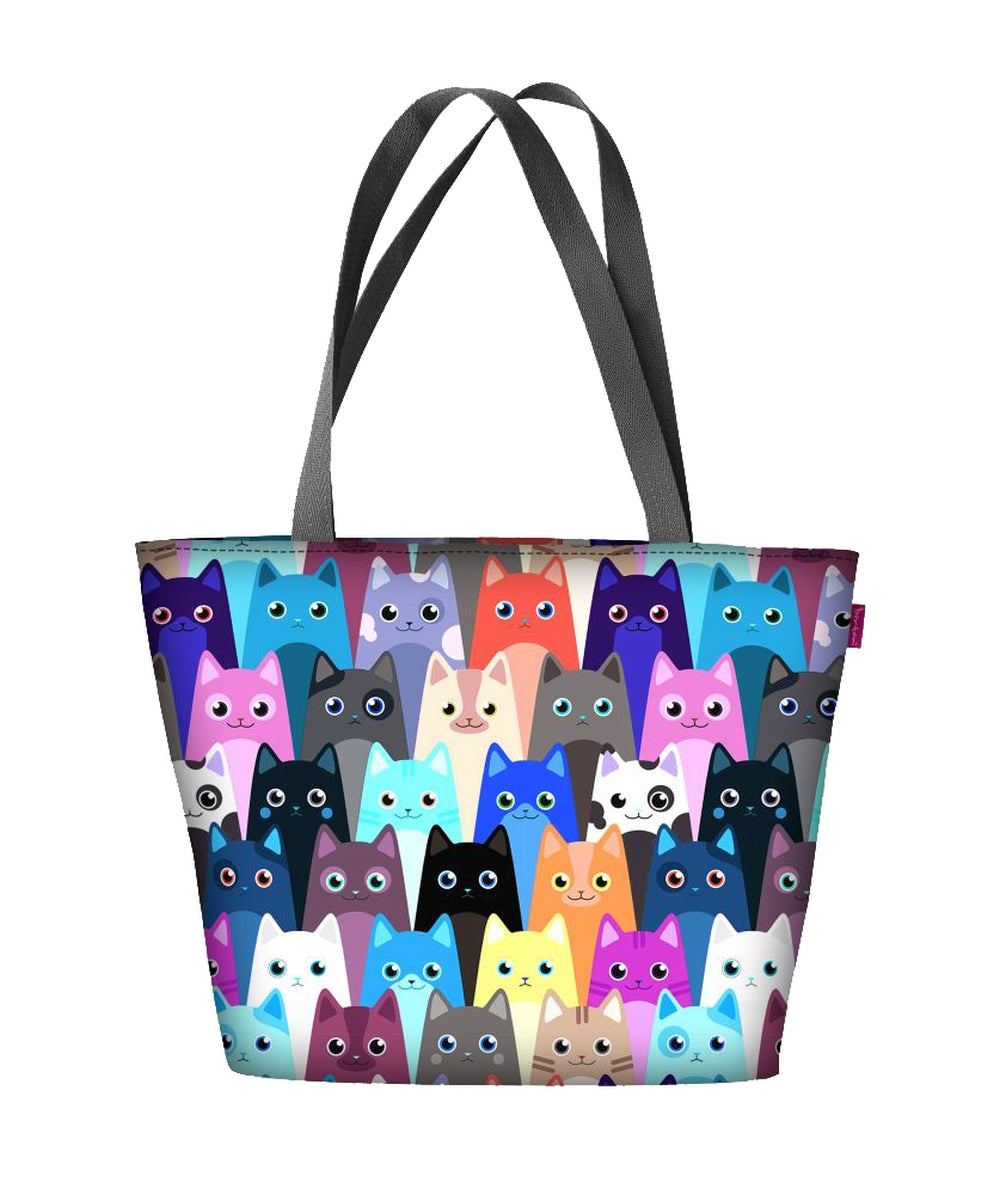 Bertoni Holi Meow schoudertas met rits, dames, geschikt voor A4 draagtas, met Meow-motief