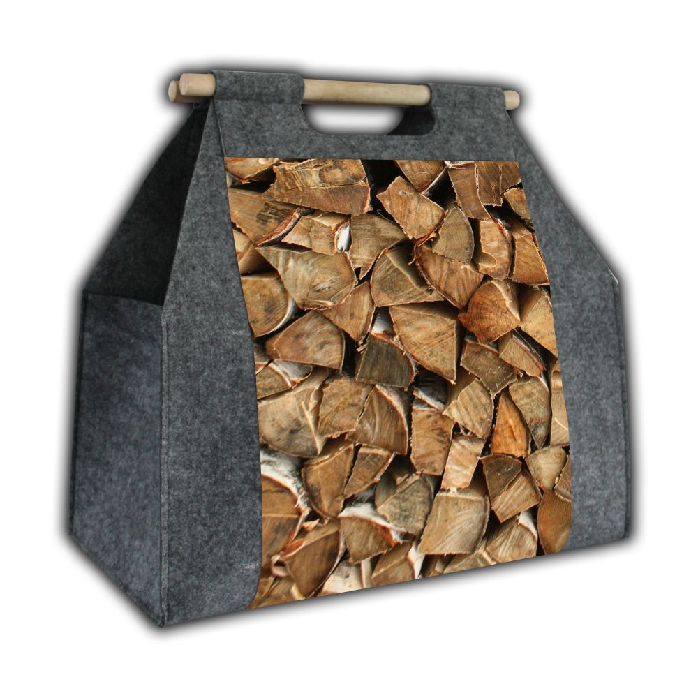 Sac à bois de cheminée Bertoni, rectangulaire, avec poignée , motif Clairière