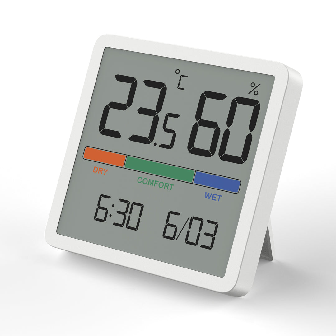 GreenBlue GB380 hygrometerthermometer met klok- en datumfunctie Temperatuurbereik -9,9 tot +60 graden Celsius