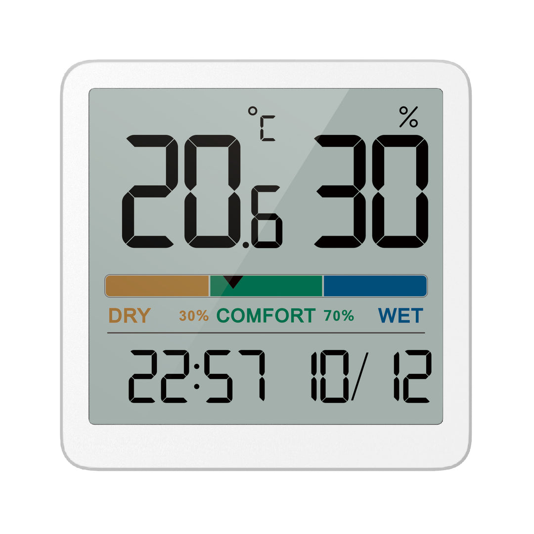 GreenBlue GB380 hygrometerthermometer met klok- en datumfunctie Temperatuurbereik -9,9 tot +60 graden Celsius