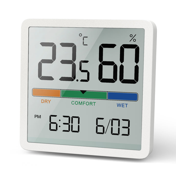 GreenBlue GB380 Thermomètre hygromètre avec fonction horloge et date  plage de température -9,9  à +60 degrés Celsius