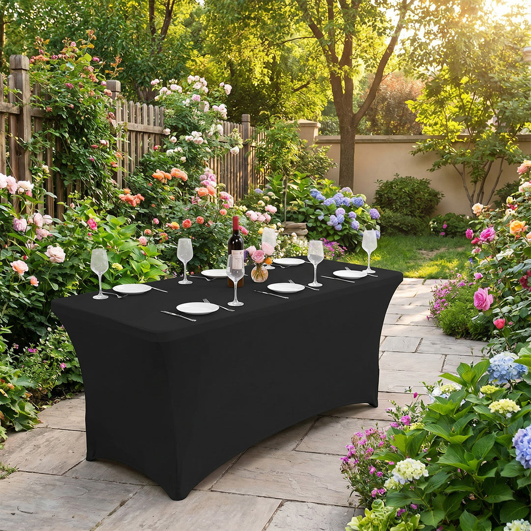 GreenBlue GB372 nappe élastique couverture de table de restauration noir 180x75x75 cm spandex