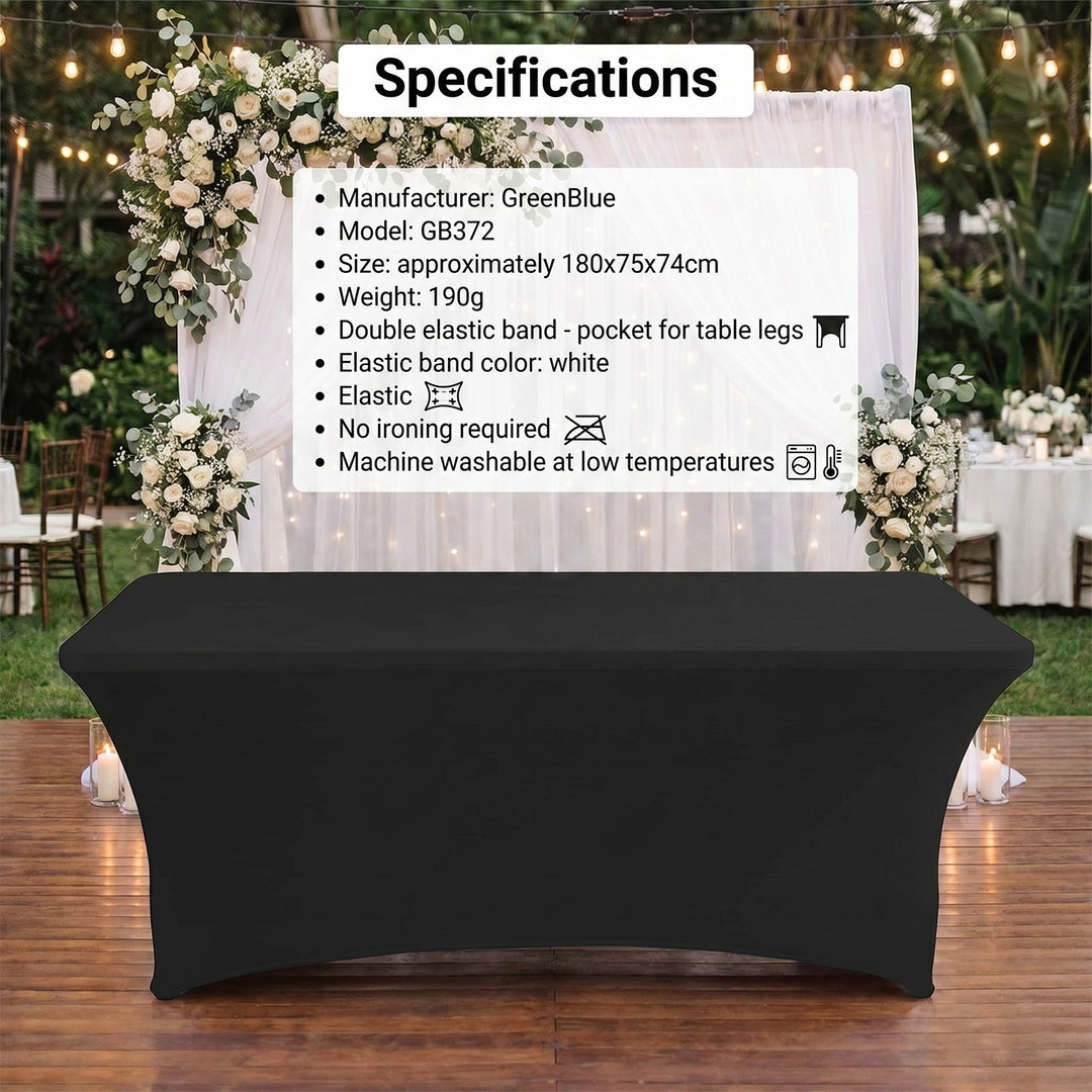 GreenBlue GB372 nappe élastique couverture de table de restauration noir 180x75x75 cm spandex