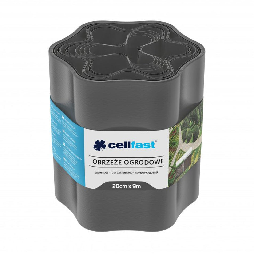 Cellfast gegolfde tuinrand-gazonverdeler, 20 cm x 9 m, grafiet